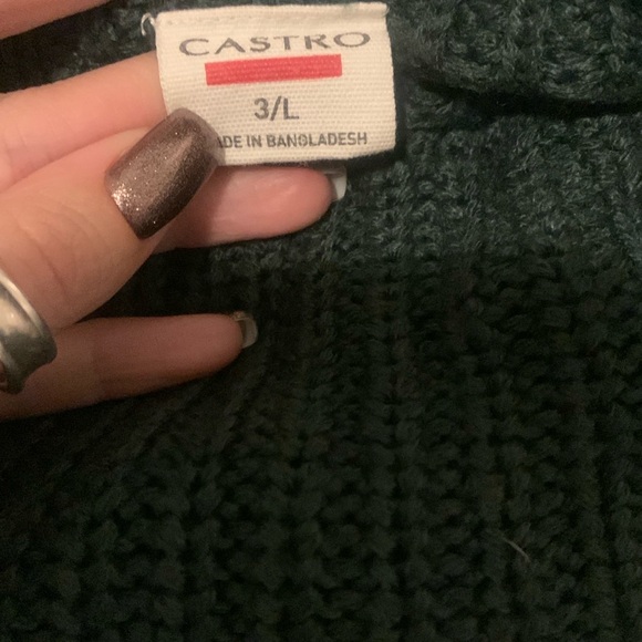 Chunky knit crewneck scoop neck sweater Castro large Cozy dark green - Picture 3 of 3